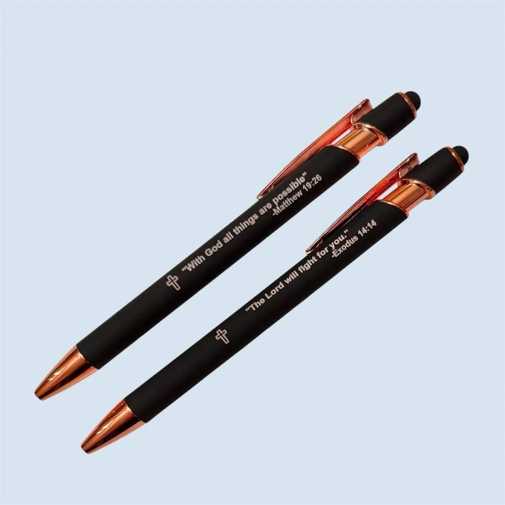 Bible Verse Inspirational Ballpoint Pen with Stylus Tip ~ Set of 2